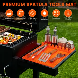 【Mega Deals】TRZZ Silicone Griddle Tools Mat Waterproof Oil-proof Spatula Drain Pad Multifunctional Side Shelf Mat for Kitchen Cooking Counter Accessories Utensils Orange Grillmat Stainless Steel Dinnerware Sets Food Home Aluminum