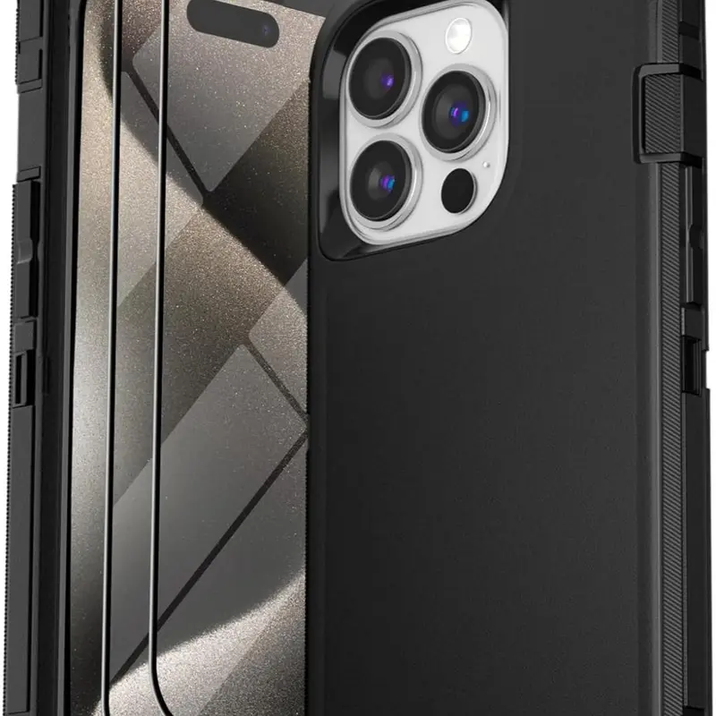 Entronix 360-Degree Heavy Duty Protection TPU & Polycarbonate Shockproof Casing for iPhone 18/17/16/15/14/13/12/11 Air/Plus/Pro Max, Strapless Customized Smartphone Gear, 2 Tempered Glass Screen Protectors