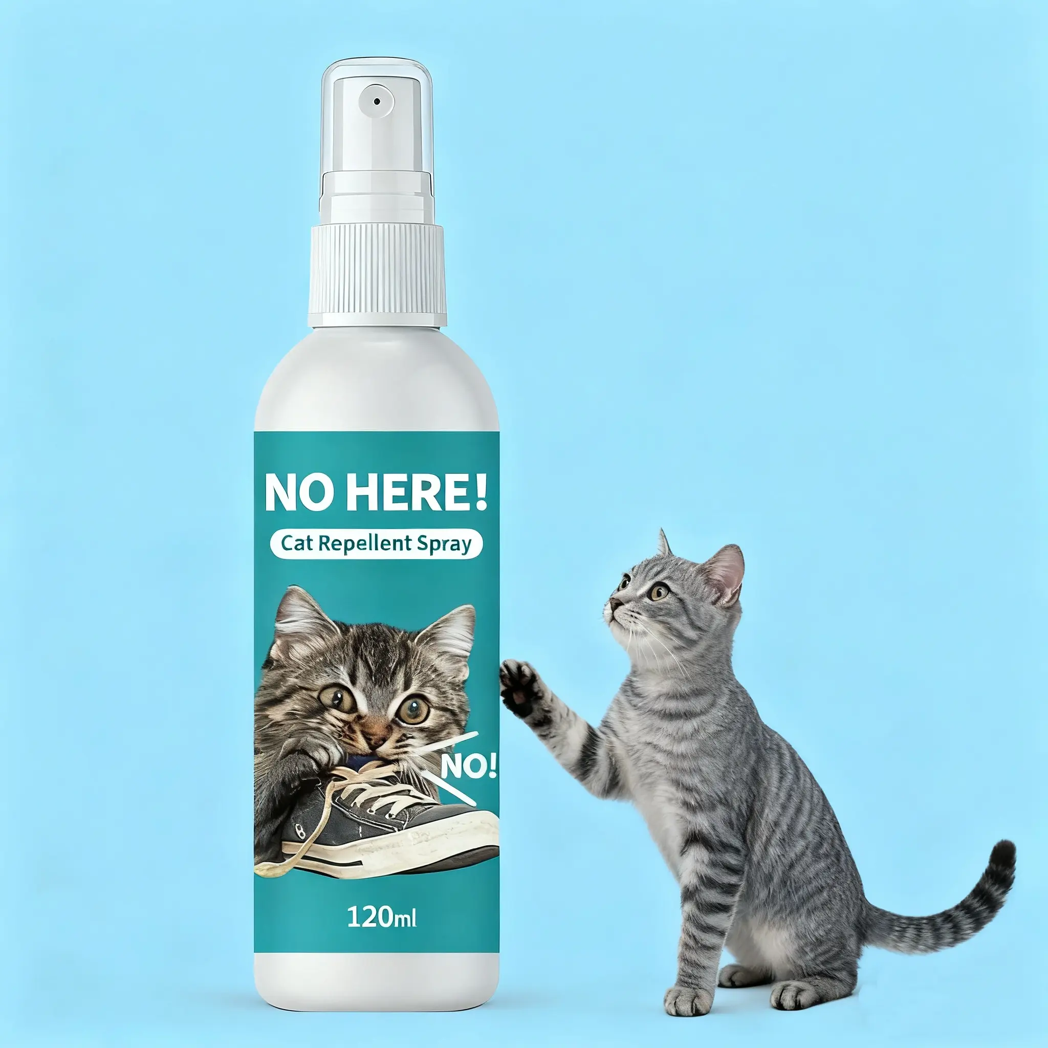 Natural Citrus Plant Formula Cat Kitten Repellent Spray, Safe Non-Toxic Pet Behavior Training Aid, Removes Bacteria Odors, 120ML