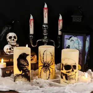 Spooky Halloween LED Candles Set - Perfect Horror Decor ️