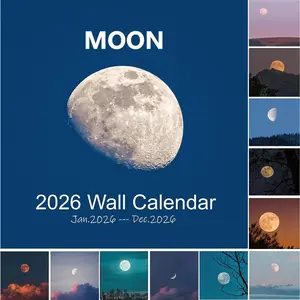 2026 Moon Wall Calendar, 13 Month Moon Phases Calendar, 12" x 24" Opened, Lunar Calendar with Moon , Full Page Months Thick & Sturdy Paper for Organizing & Planning