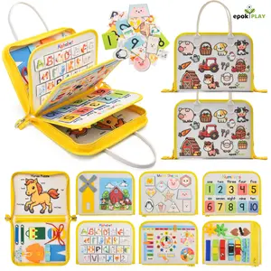 epokPlay Toddler Busy Book with Wrap Around Zipper - Farm Animal Design for Early Learning
