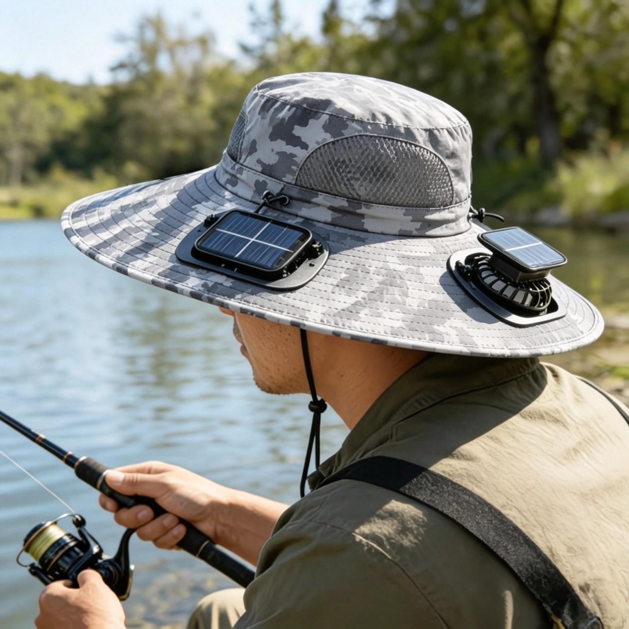 USB & Solar Powered Summer Sun Hat with Dual Fans – Wide Brim Outdoor Hat for Men & Women, Hiking & Fishing