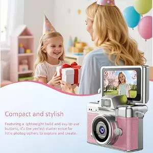 Vintage 32GB Compact Mini Keychain Digital Camera - 1080P FHD Rechargeable Bodycam with 0.96" IPS Screen, 6 Retro Filters, Crystal LED Flash, CMOS Sensor, AVI/MP4 Format, SD Card Slot, Automatic Phone Transfer, Durable Recording Device