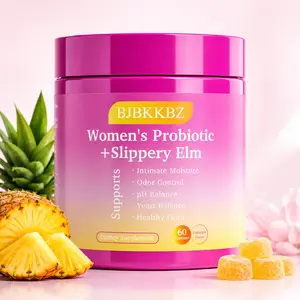 BJBKKBZ Women's Probiotic Slippery Elm Gummies - Pineapple Flavor, 60 Count Dietary Supplement for Healthcare, pH Balance & Intimate Yeast Health Support