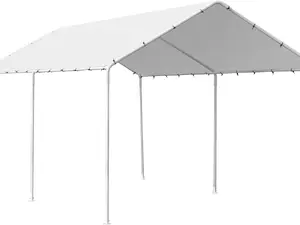 BestOffice 10x20 Heavy Duty Carport Kits Portable Garage Boat Shelter with 6 Steel Legs White Carports