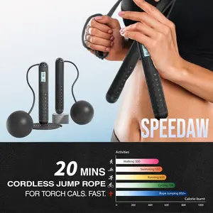 Speedaw Smart Cordless Jump Rope - LED Screen Dynamically Record Motion Data, Ergo Grips & HIIT & Cardio Fast Cals Burn & Home Gym Travel, Workout Exercise