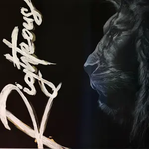 The Righteous Are As Bold As a Lion – 36x36 Original Charcoal Art on Canvas Decor