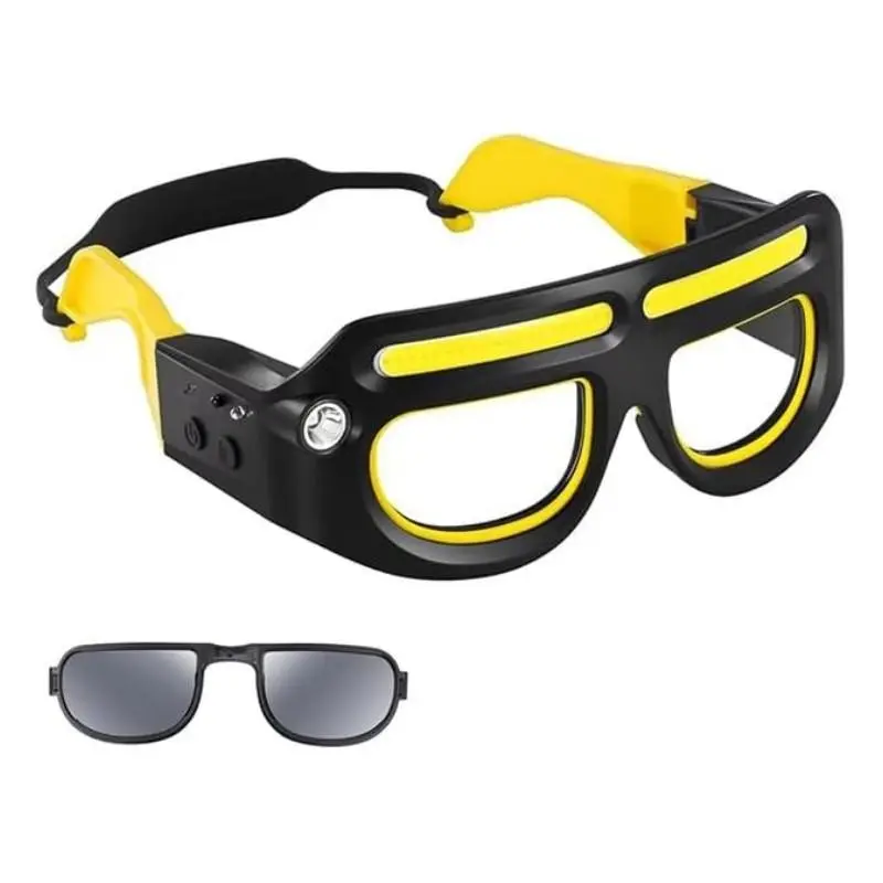 Rechargeable LED Sports Sensor Glasses Light, Hands-Free Headlamp for Running, Camping, Night Work, Wide Beam, Waterproof, Type-C Charging
