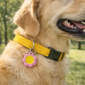 Smart Pet ID - NFC Enabled Collar Tag for Dogs - Pink Flower Design - Easy to Use & Durable