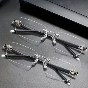 2pcs Unisex Reading Glasses - Blue Light Blocking Computer Glasses with Anti-Glare, Vintage Minimalist Black Flexible Half-Frame/Full-Frame Design, +1.50 Strength for Men & Women, Digital Screens & Reading, Reading Accessories, Blue Light B