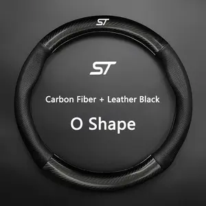 Ford Focus St Mondeo Fiesta Kuga Escape Carbon Fiber & Leather Steering Wheel Cover, Anti-Slip Design, Durable Material, Stylish Look