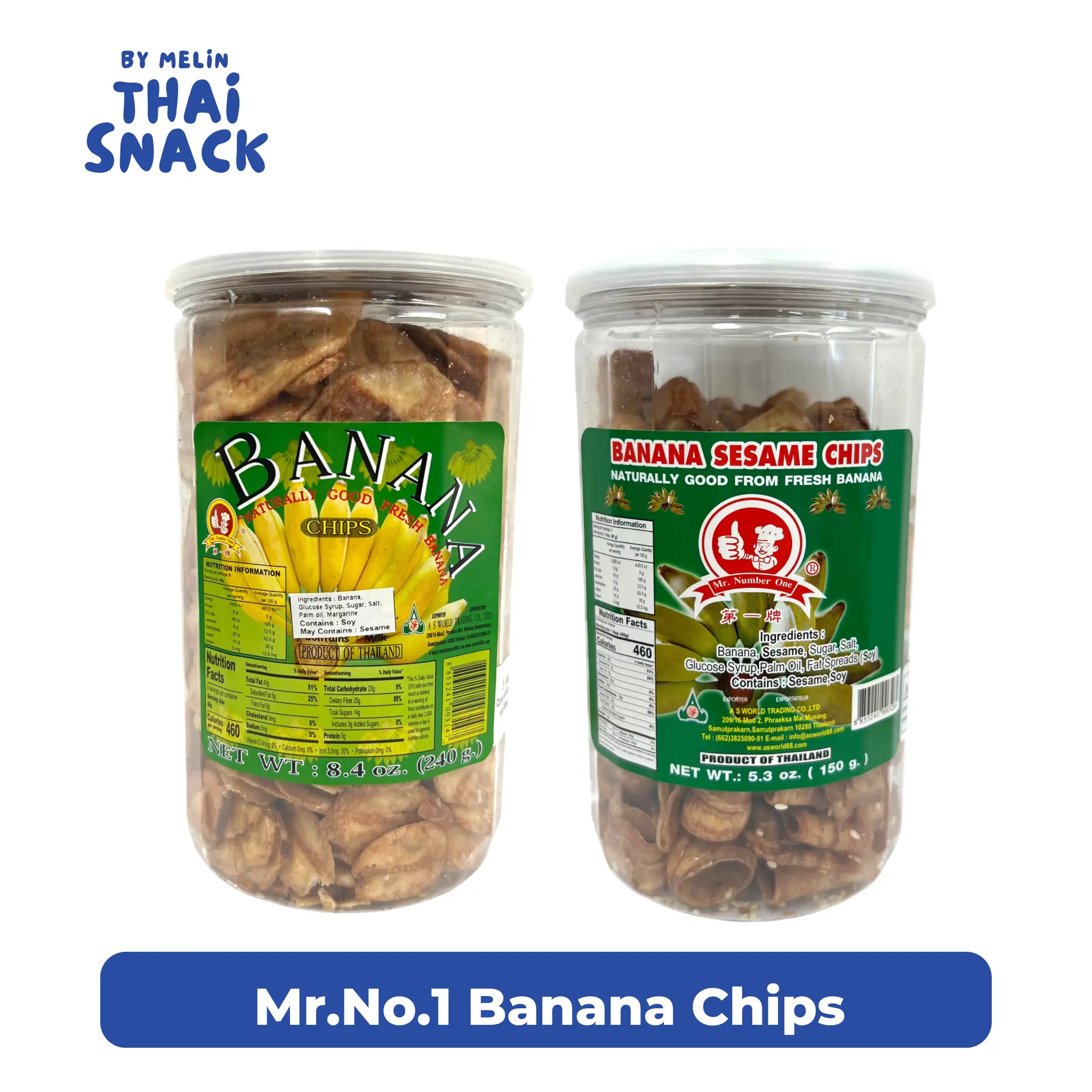 Tropical Flavor Crispy Banana Chips, Toasted Sesame Banana Chips - Sweet & Savory Crunchy Food and Snacks