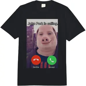 100% Cotton John Pork Is Calling Funny Answer Call Phone Comfort Colors Adult Heavyweight T-shirt