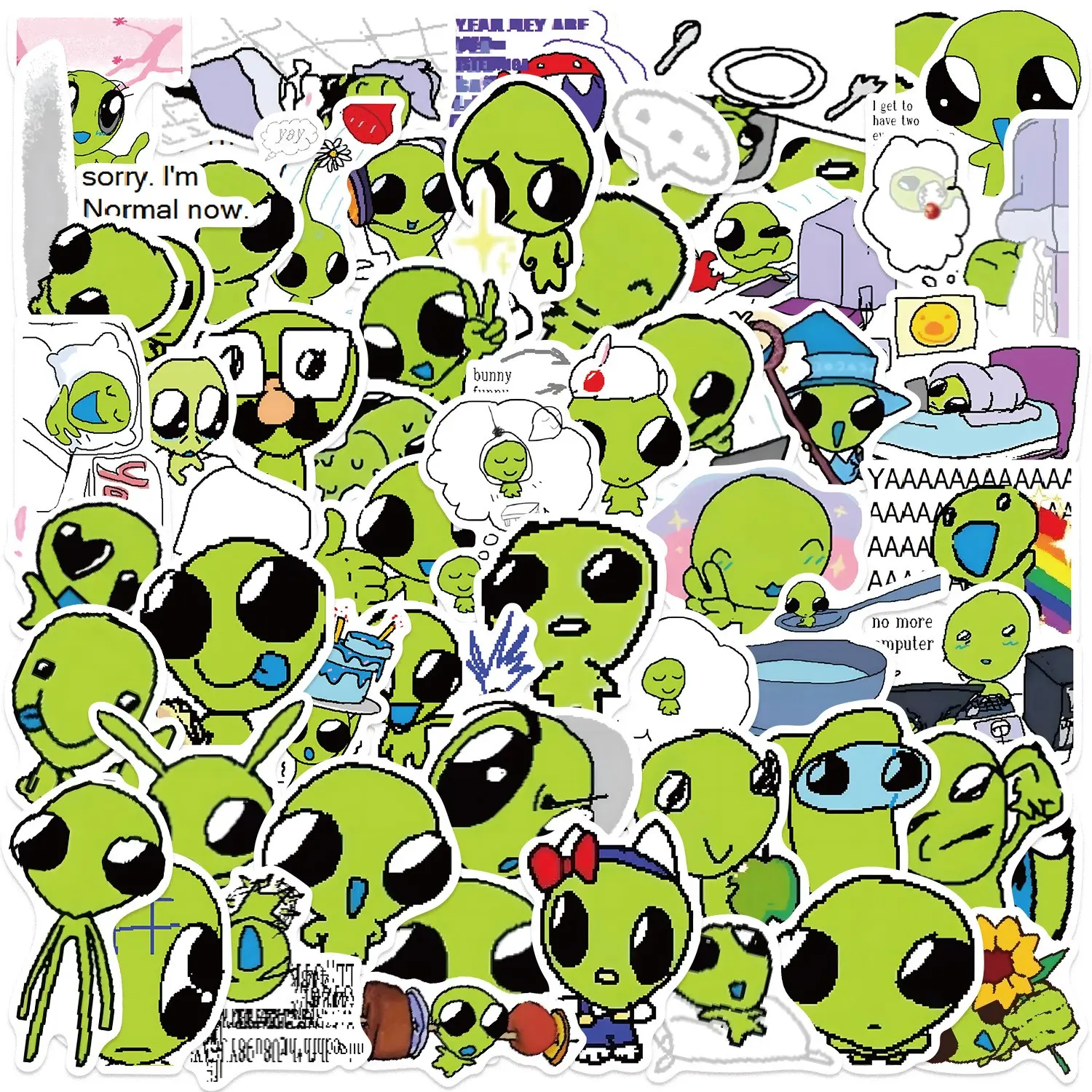 52 Cartoon Star Fun Stickers, Durable Waterproof Decorative Decals for iPad Luggage Notebooks DIY Projects, Flat Design, Travel Friendly Stickers