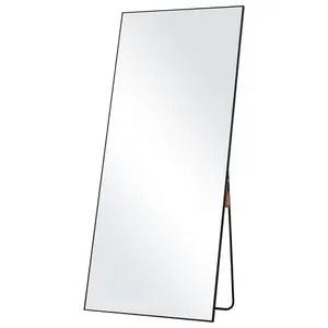 VEVOR Full Length Mirror,  71'' x 31'', Extra Large Standing Hanging or Leaning Rectangle Floor Tempered Mirror with Stand Aluminum Alloy Frame, Full Body Dressing Mirror for Living Room Bedroom, Black Decor Wall
