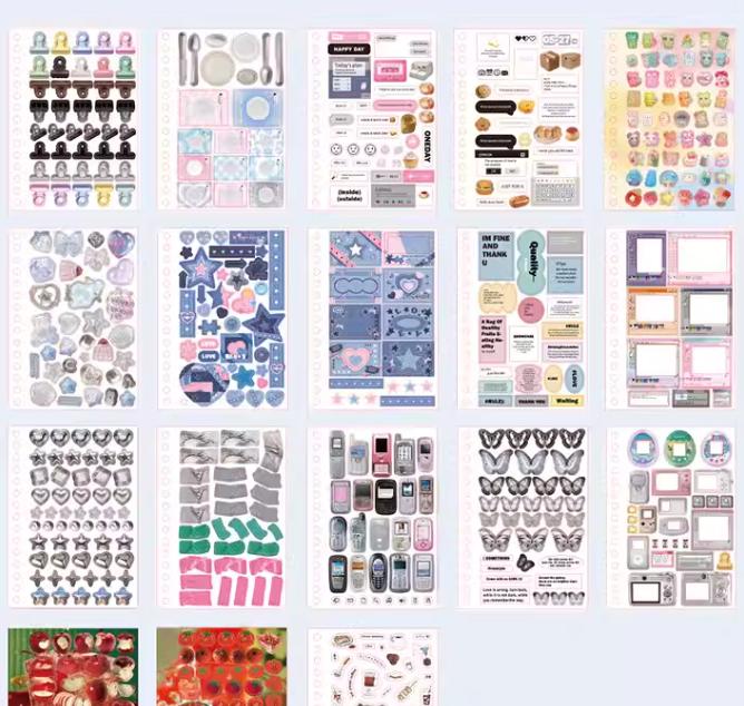 2500pcs Time Fragments PET Sticker Book, DIY Diary Decoration Scrapbooking Stickers