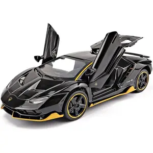 1/32 Alloy Collectible Black Lamborghini Toy Pull Back Vehicles Diecast Cars Model with Light & Sound