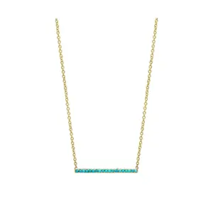 Micro Pave Bar Necklace - Turquoise