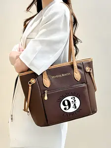Hogwarts Platform 9 3/4 logo tote bag, large capacity shoulder bag, suitable for commuting, travel and shopping, perfect gift.