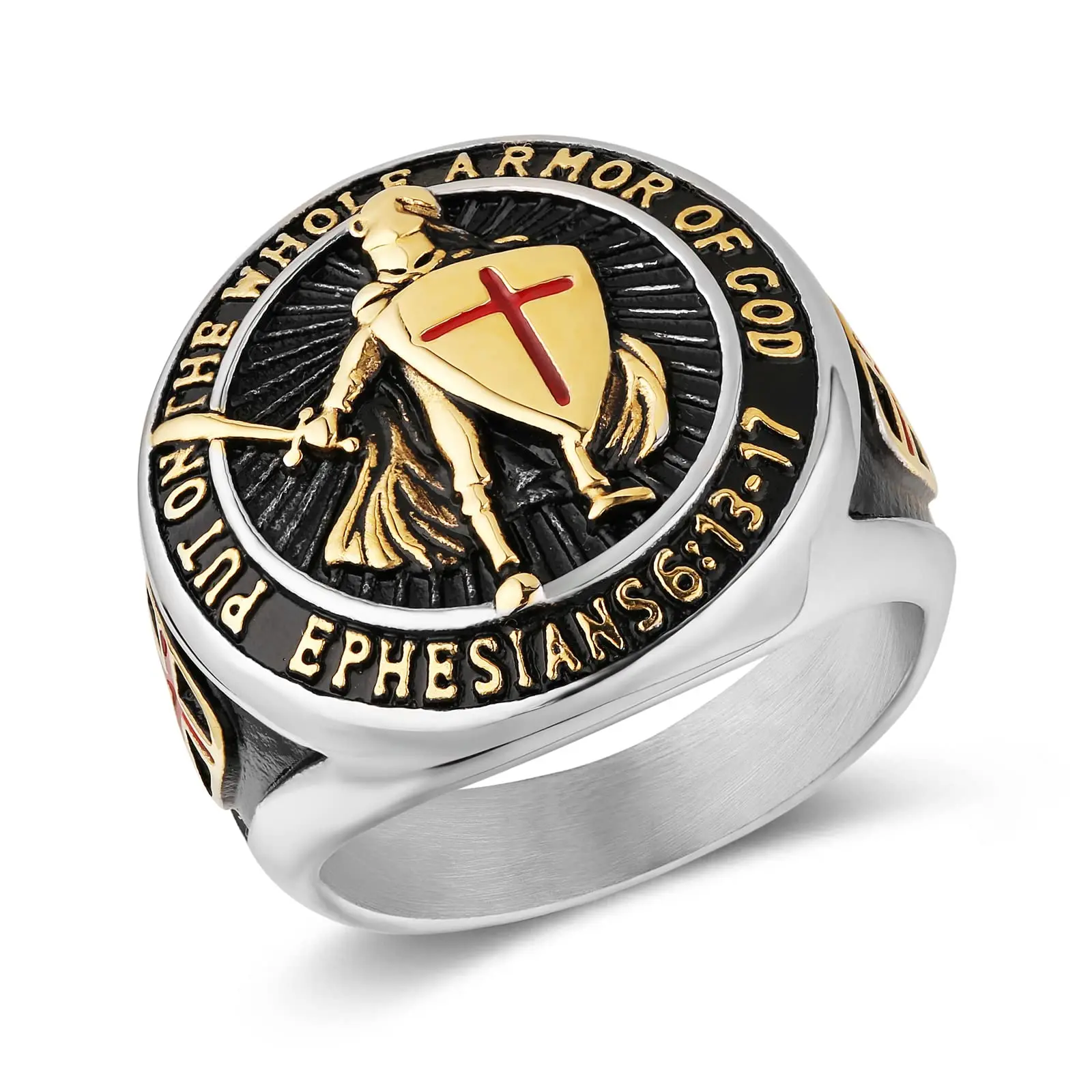 Knights Armor Shield Templar Cross Ring for men 316 Stainless Steel Rings Jewelry Punk Ring Hip Hop Heavy Metal mens fashion ring