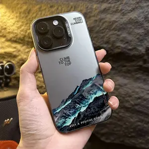 Snow Mountain Scenery Sunset Plated Silver Phone Case Suitable for iPhone 16 Pro 17 11 12 13 14 15 Pro Max Air 16E Back Cover Printed Anti Drop Phone Case Fashion Protection Case, with all-round protection and superior quality