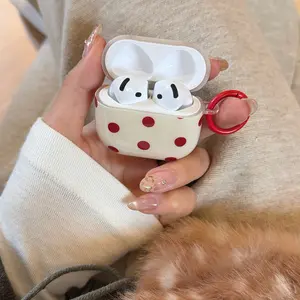Korean Style Polka Dot Earphone Case with Hanging Loop, Compatible with Apple AirPods Pro 3/2/4, Fashionable Women's Earphone Shell