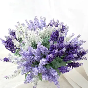 10 artificial lavender bouquets, fake flowers for outdoor decoration, silk flowers for flower beds and planters, 3-piece set