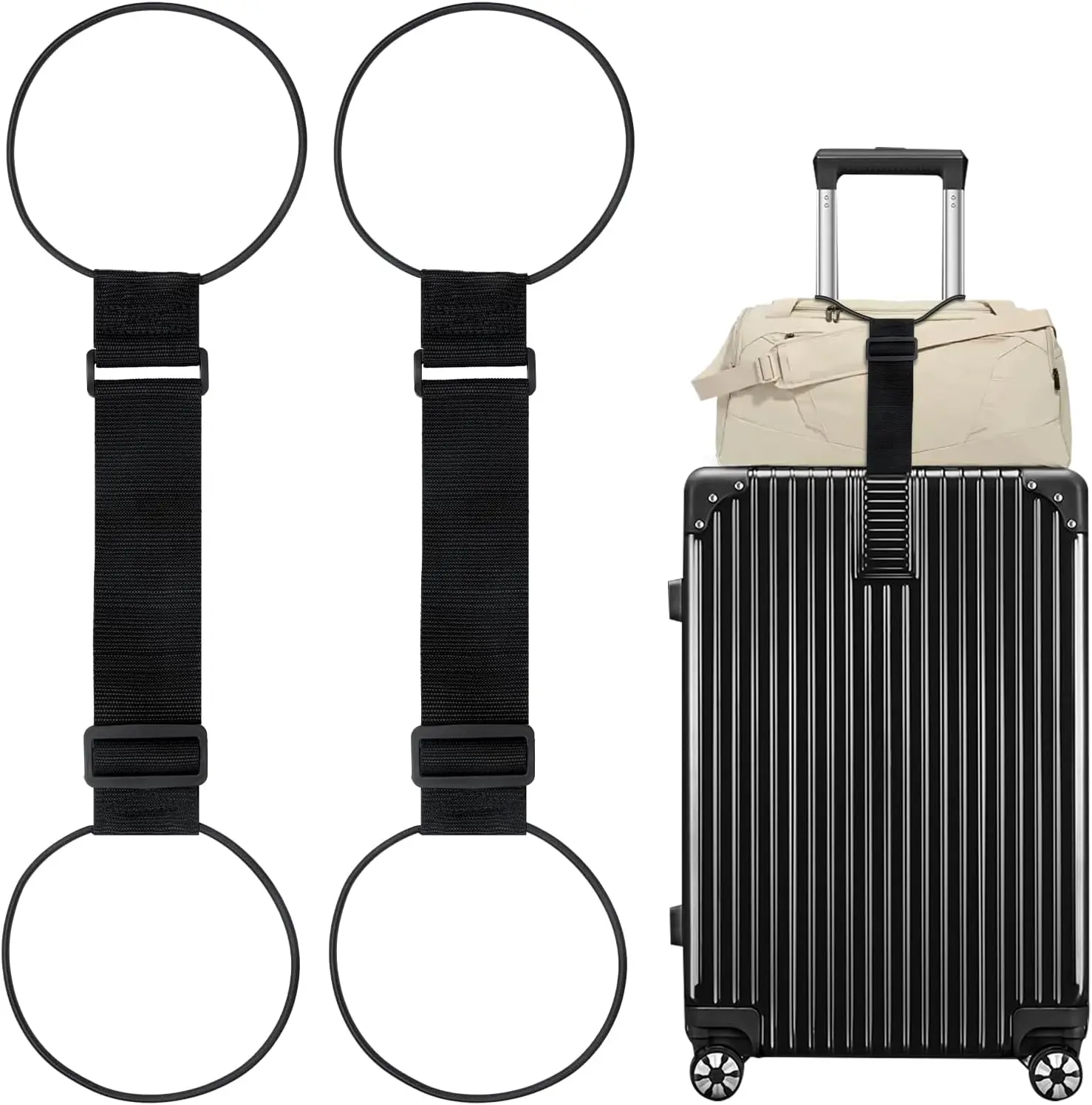 【Father's Day Gift】2PCS Luggage Straps Bag Bungee, Luggage Straps for Suitcases Attaching Extra Bags Purse to Suitcase Handle Spinner Carryon Handbag Backpack Travel Airport Travel Essentials for Suitcases Add a Bag【Dealsforyoudays】#SummerVibes 