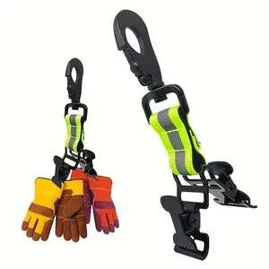 Metalized Nylon Glove Clip, Single Hook or Dual Hook Options, Toothed Grip Design, High Visibility, Ideal for Firefighters, Construction Workers, Outdoor Enthusiasts