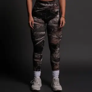 Darc Sport Dark Brown Camo Workout Leggings – Supportive High-Rise Gym & Running Pants