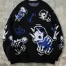 Men's Street Style Dinosaur Print Long Sleeve Round Neck Sweater, Print Sweatshirt, Casual Loose Fit Pullover for Spring & Fall Daily Wear Tops, Menswear, Casual Pullover Sweatshirts, Casual Print Clothes