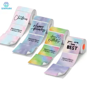 Sinmark 4 Roll Thermal Gradient Color Labels, Stickers, 1.96 Inch X 1.57 Inch, Self-Adhesive Label Paper for Gift Tags, Home Use, Compatible with Printers