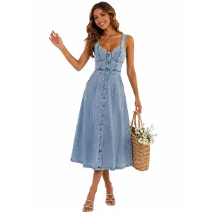 Sleeveless Button Down Denim Dress