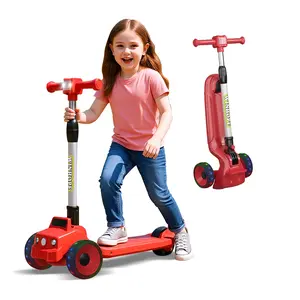 Winhope Car-Style Kids Scooter (for ages 3–8) | Four adjustable height levels + three-second folding | Colorful light wheel rims