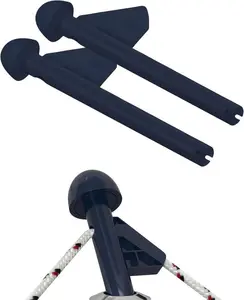 DL Fender Rod Holder 2 Pack For Boat Fenders - Effortless Fender Management With Versatile Boat Docking Tool - Multifunctional Fender Adjuster Holder Also Doubles as Boarding and Exiting Handle - Blue