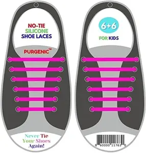 No Tie Shoelaces for Kids – Pink Stretch Silicone Elastic Laces, Easy Slip-On, Adjustable, One Size Fits Most