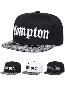 2025 Personalized Fashion New Flat brimmed Hat Compton Embroidery Cashew Flower Eaves Men's Street Pop Hip Hop Hat Street Dance Decorative Hat Outdoor Fishing Sunshade Hat Women's Cycling Sports Skateboarding Hat Daily Leisure Commuting Baseball Hat