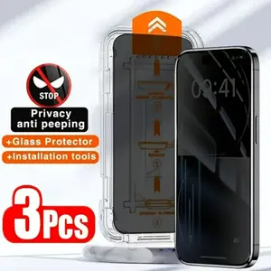 3 Pack of High-Quality Tempered Glass Privacy Screen Protectors For iPhone 17/1 7Air/17 Pro/17 Pro Max iPhone, with Oil-Resistant and Anti-Smudge Features