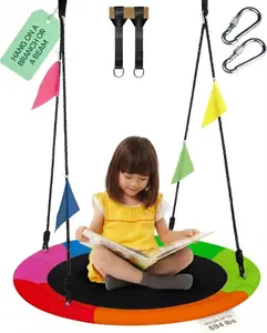 [Fahuac] 40 Inch Saucer Tree Swing for Kids & Adults - 600lbs Capacity, Rainbow Color, Waterproof Outdoor Round Swing, ASTM & CPC Certified, Ideal for Backyard & Playground.