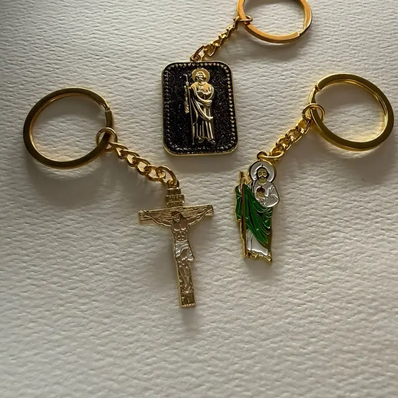 3-Pack San Judas and Crucifix Keychain Bundle