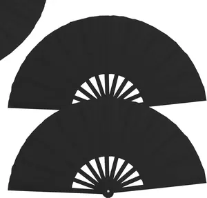 2 Pcs Black Large Folding Hand Fan Foldable, Big Loud Clack Fan Vintage Festival Chinese Fan for Men Women Dance Bridgerton Tea Party Decorations