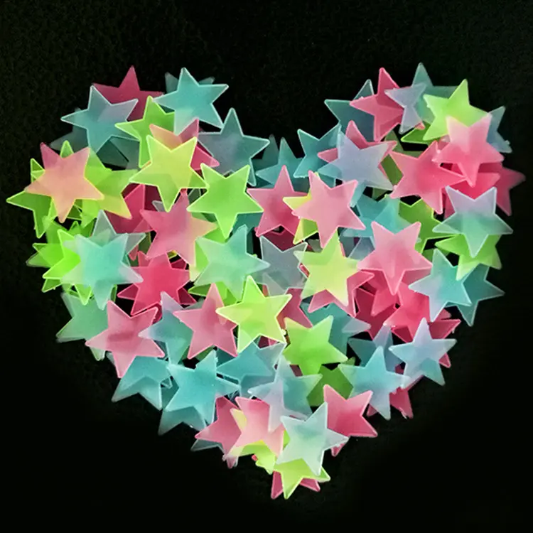 2pc 3cm PVC Decorative Luminous Star Peel-and-Stick Wall Stickers, Fluorescent Adhesive for Home Bedroom Ceiling Decor, Peel And Stick Wall Decor
