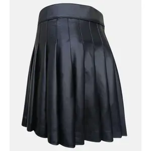 Classic Black Leather Kilt for Men's