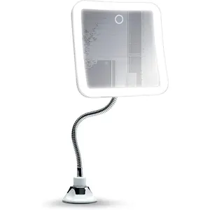 10x Flexible Magnifying Mirror with 3 LED Light Settings, Rechargeable - Gooseneck Lighted Makeup Mirror for Bathroom, Locking Suction Mount, Cordless, 360° Rotatable (Mira 2 Plus)