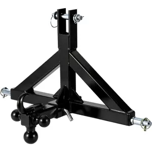 Heavy Duty 3-Point Hitch Receiver for Category 1 Tractor – Quick Hitch Adapter, 2" Receiver, 6000 lbs Capacity Drawbar, with Towing Ball – Black, Includes Ball Mount