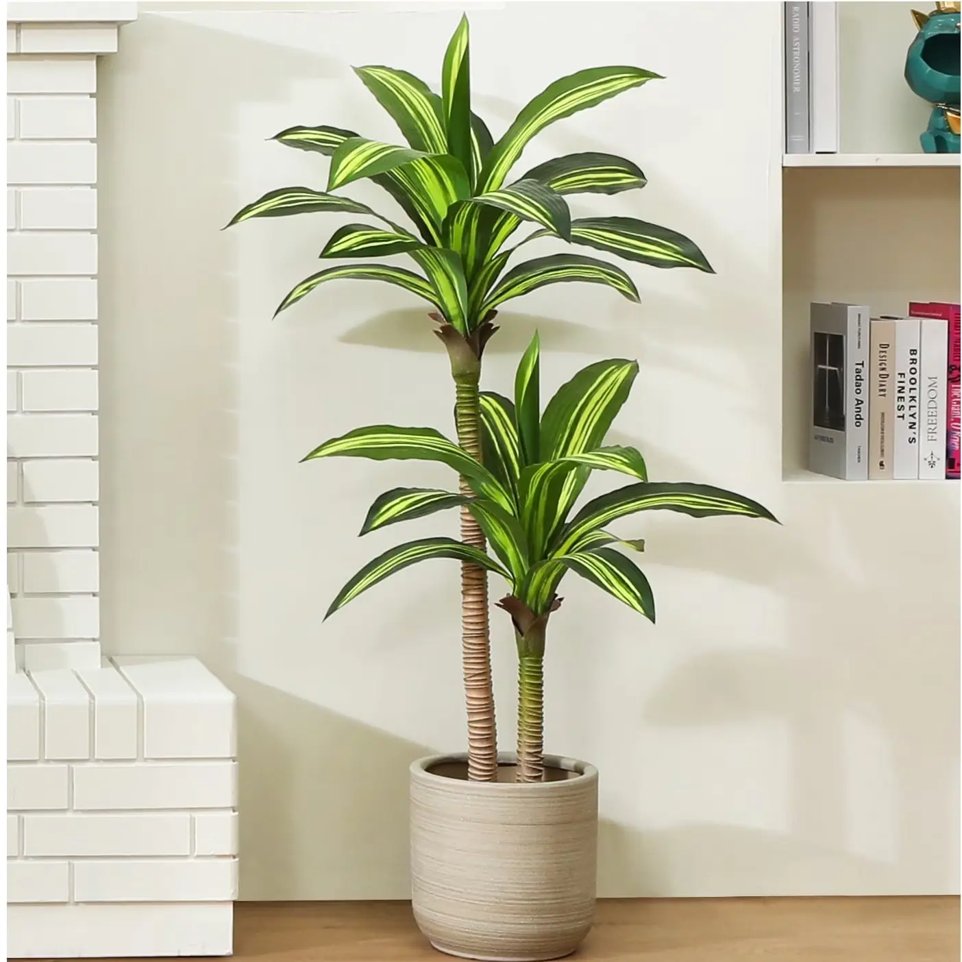 4FT Artificial Dracaena Tree in Pot, Faux Indoor Floor Plant for Living Room, Office, Bedroom, Porch & Home Decor