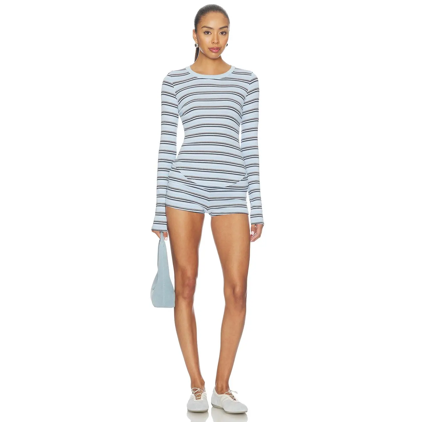 superdown Genevieve Short Set in Blue Stripe