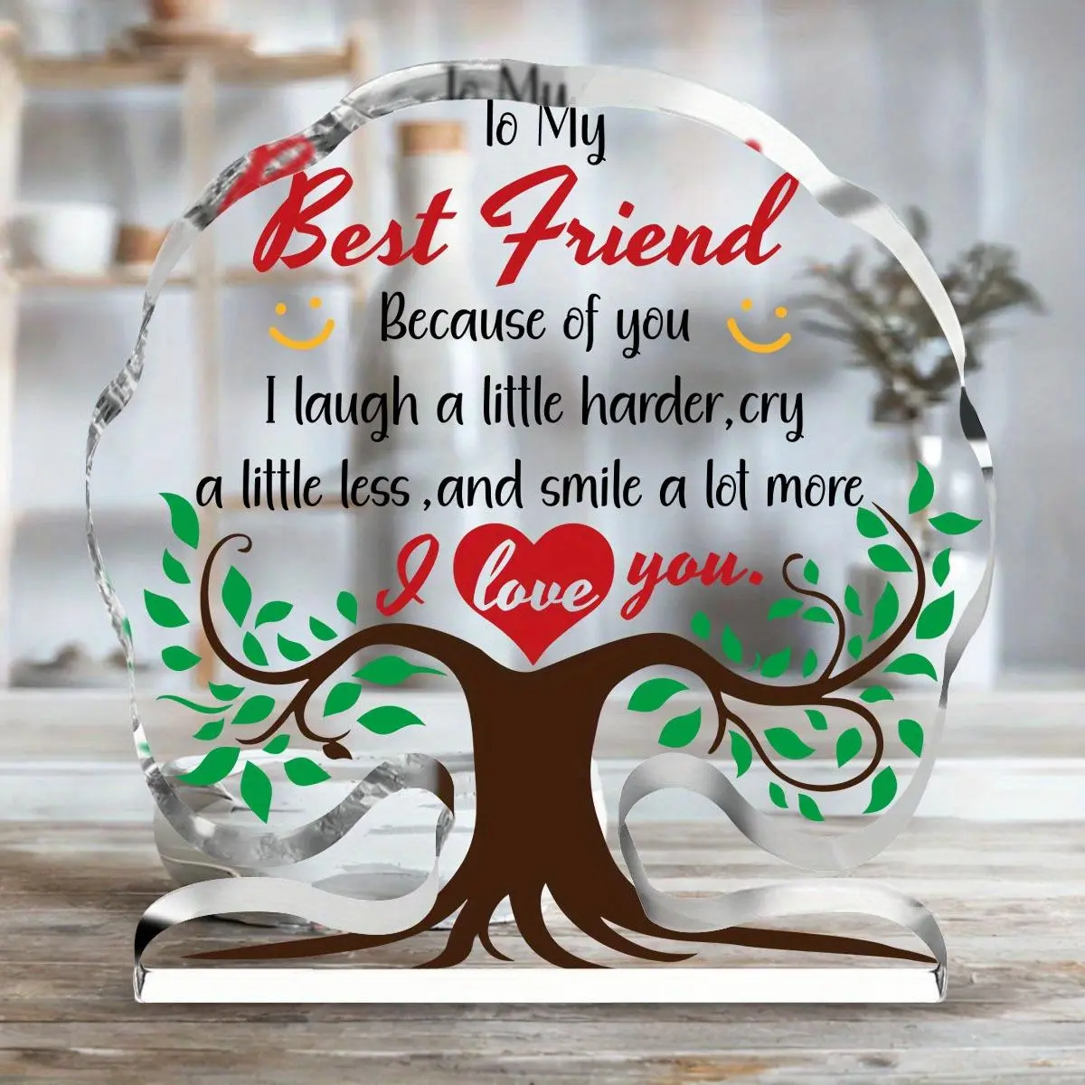 Tree Of Life Design Acrylic Plaque, Creative Friendship Commemoration Decorative Souvenir, Home Office Desktop Decoration, Gift for Best Friend, Ornaments
