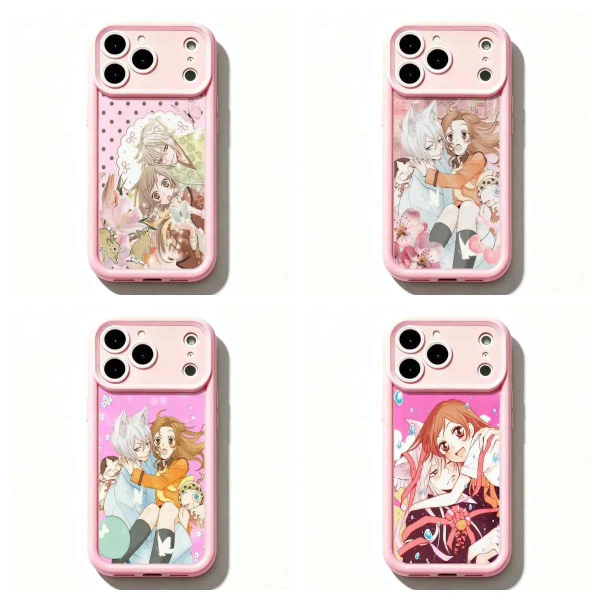 TYKamisama Kiss Nanami & Tomoe Pink Frame TPU Phone Case with Camera Protection, Shoujo Anime Aesthetic Phone Accessory for iPhone 11-17, Air, Pro Max for Samsung S21-S26, Fan Gift